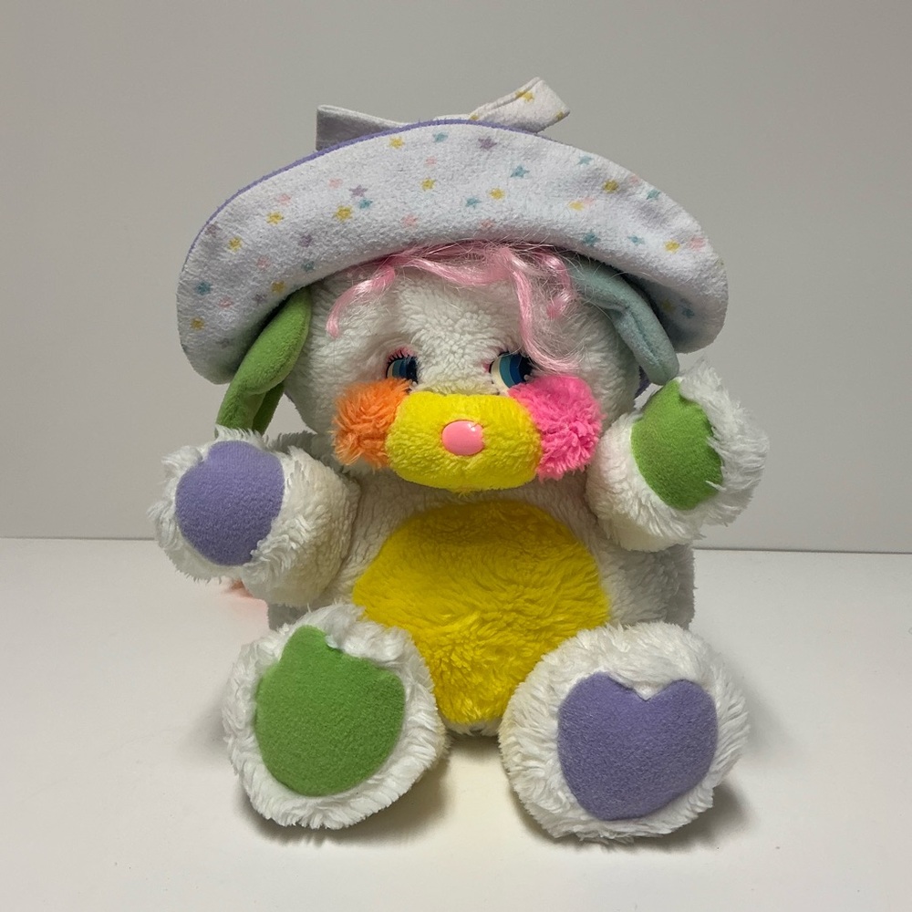 Vintage 1986 Popples Baby Bibsy 12” Plush Toy with Bonnet Only
